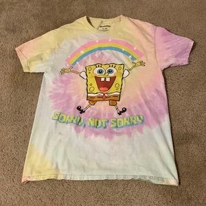 SpongeBob rainbow tie-dye short sleeve T-shirt